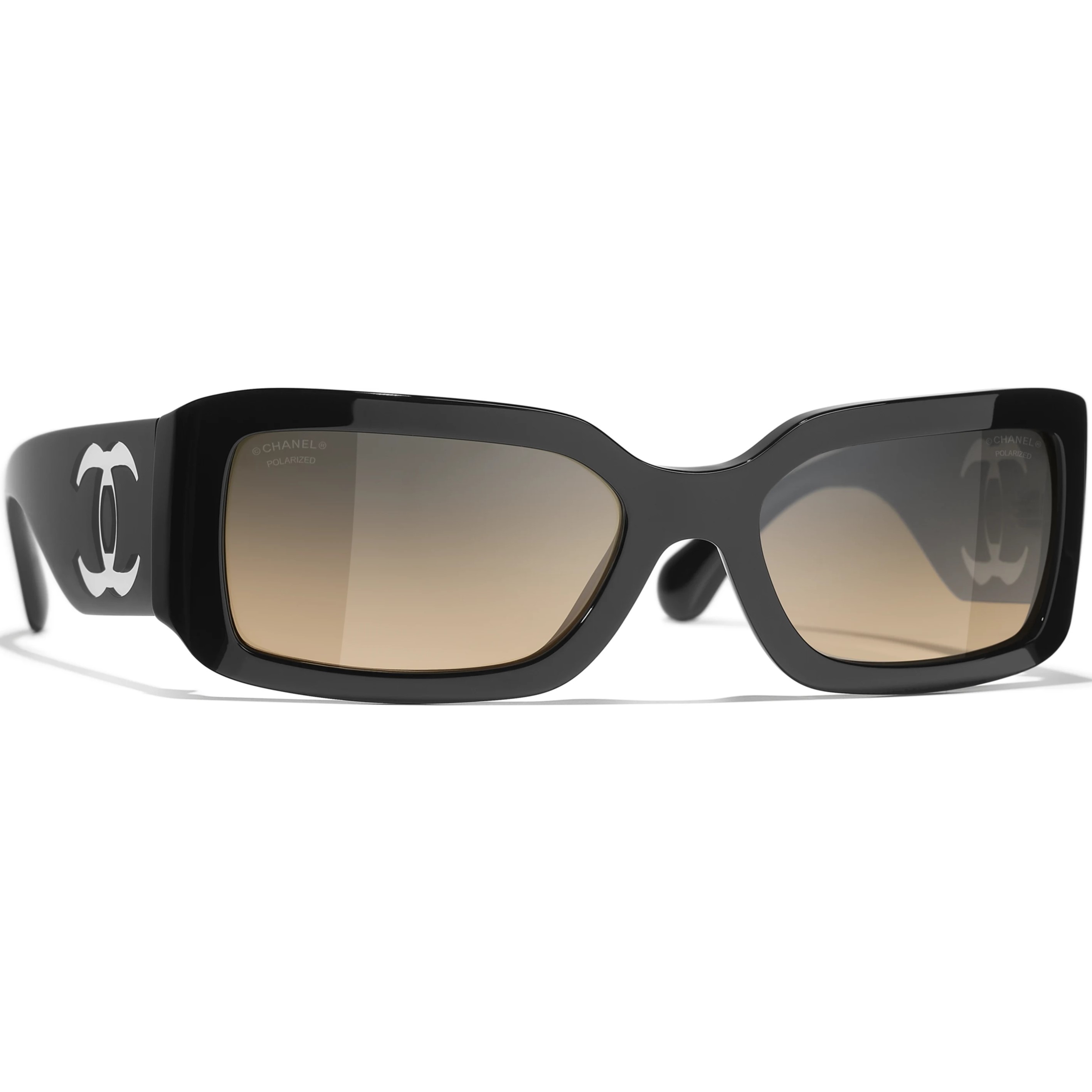 Kính mát Chanel Rectangle Sunglasses With Acetate Frame Black 5526 3