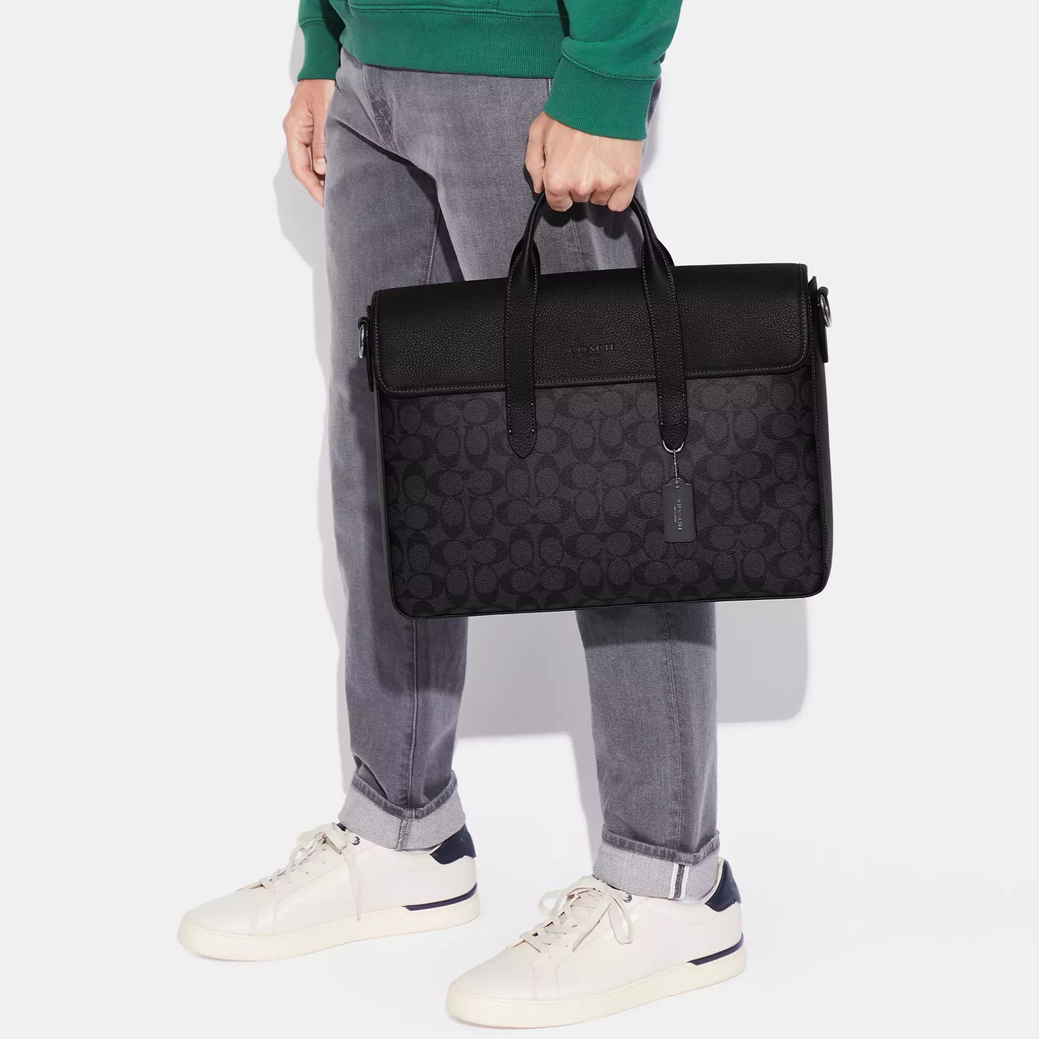 Cặp xách văn phòng laptop Coach Sullivan Portfolio Brief In Signature Canvas Charcoal Black C9873 5