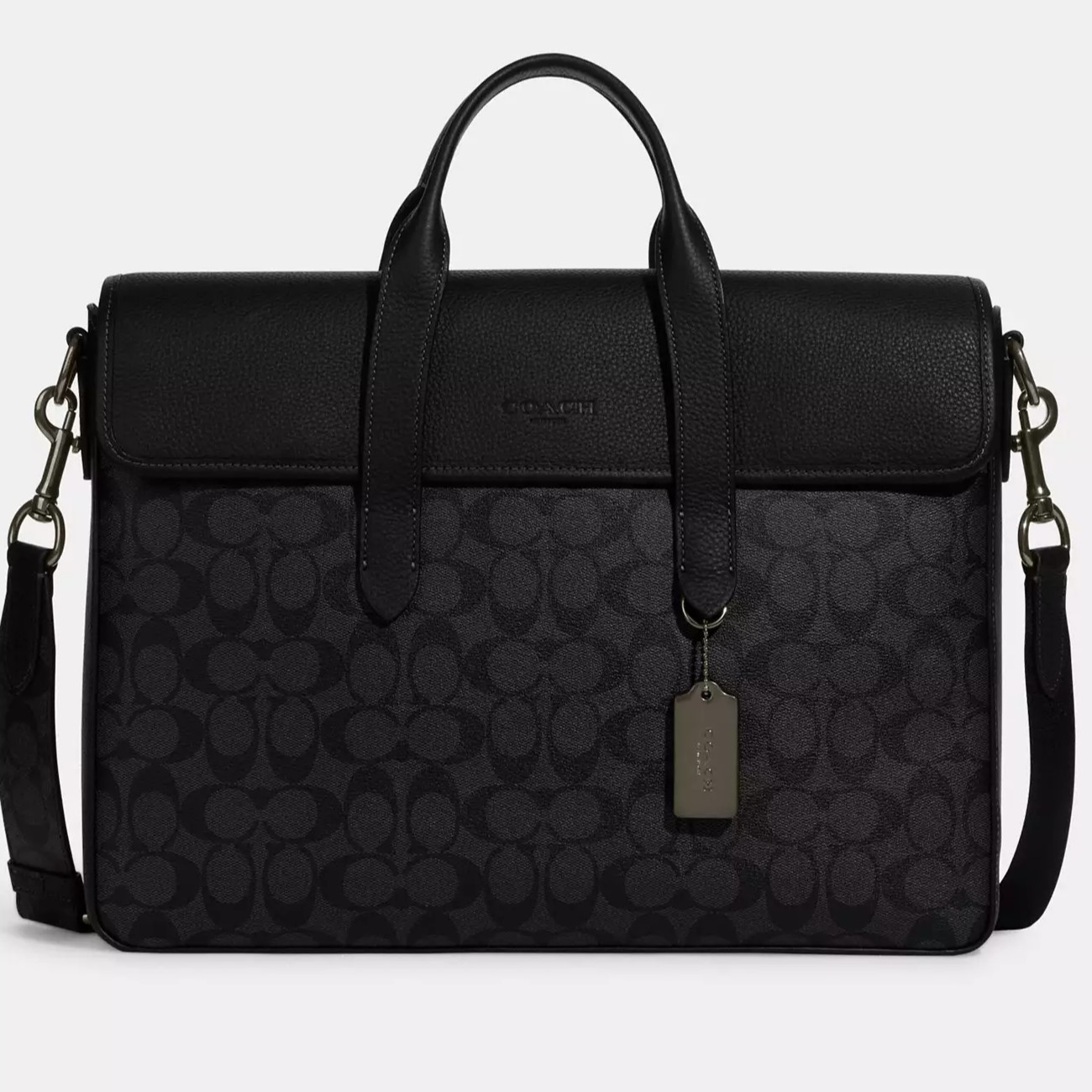 Cặp xách văn phòng laptop Coach Sullivan Portfolio Brief In Signature Canvas Charcoal Black C9873 6