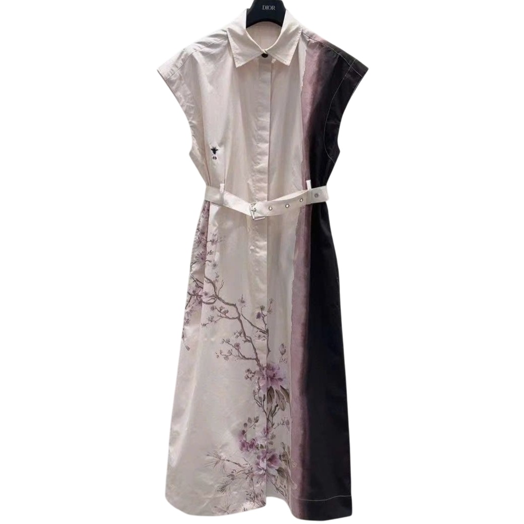 Áo đầm dài hoa tím nhỏ Dior 2