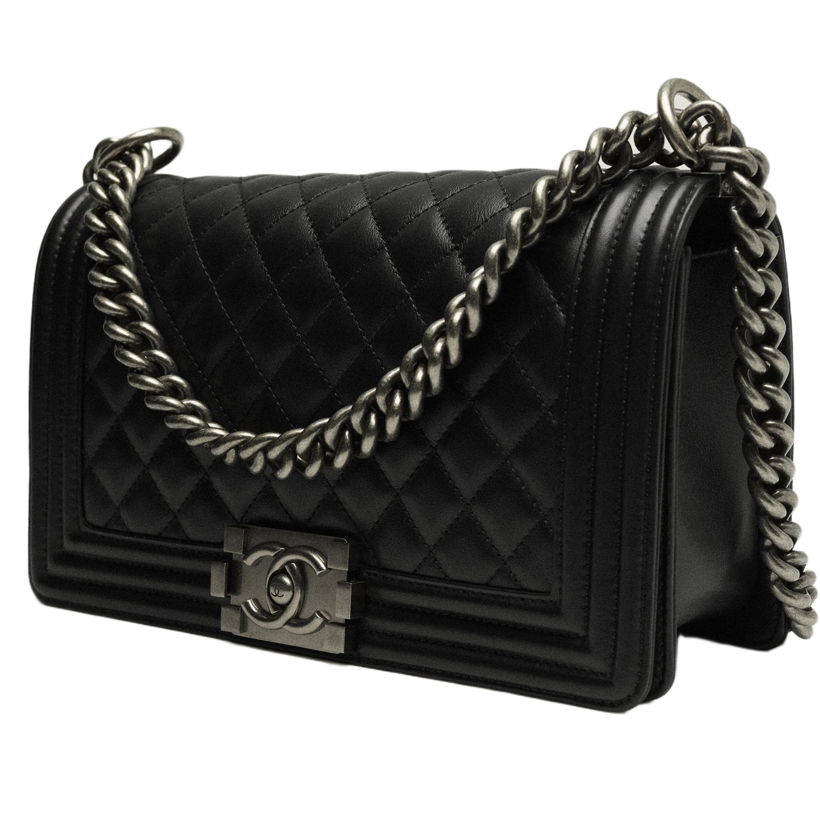 Túi đeo chéo Chanel Boy Calfskin Ruthenium-Finish Metal Black 1