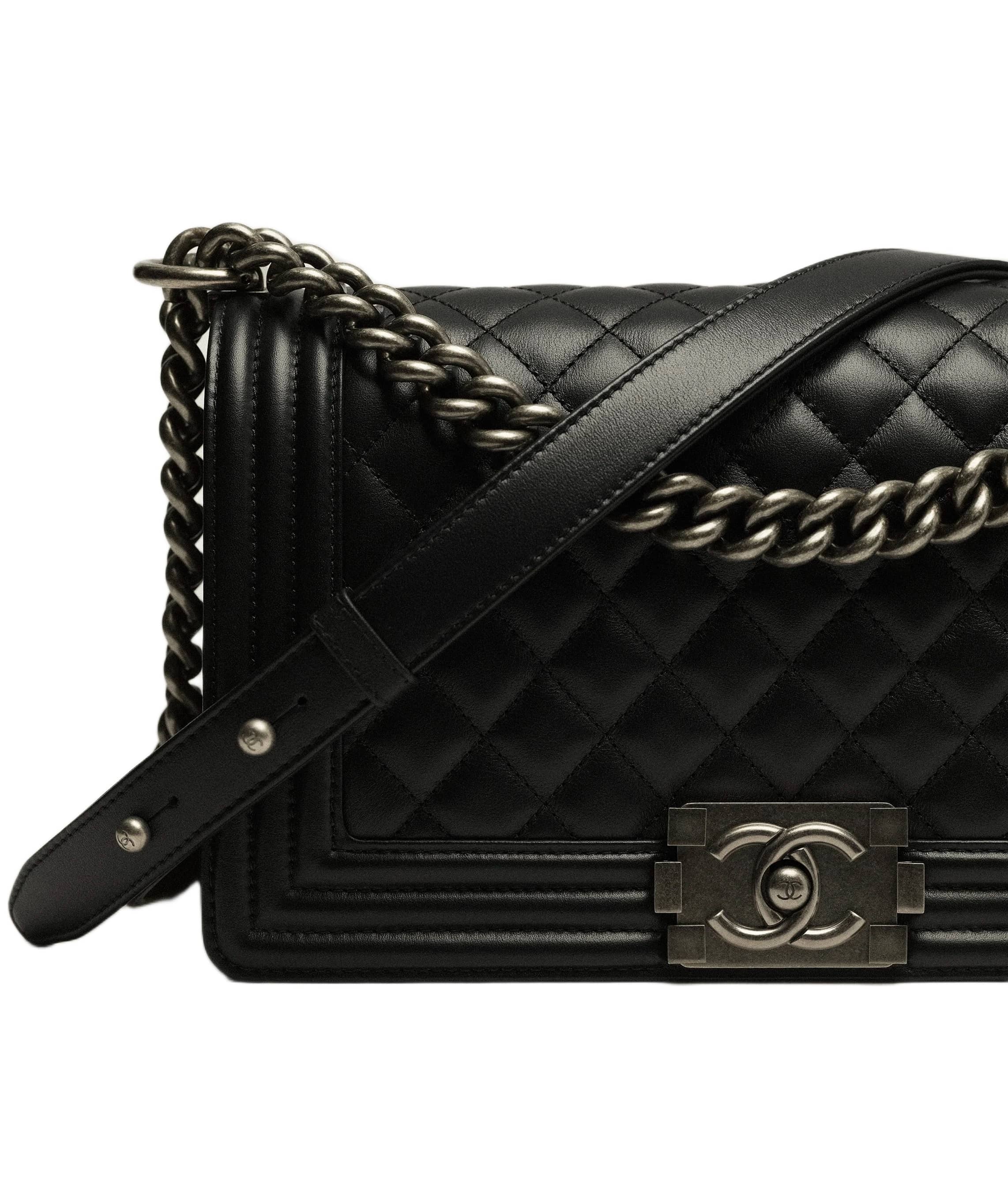Túi đeo chéo Chanel Boy Calfskin Ruthenium-Finish Metal Black 3