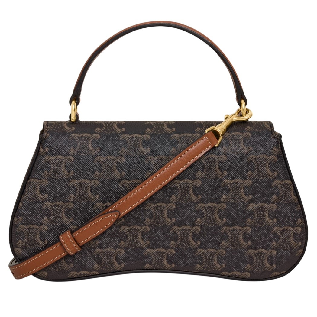 Túi đeo chéo Celine Teen Lola In Triomphe Canvas and Calfskin Tan 3