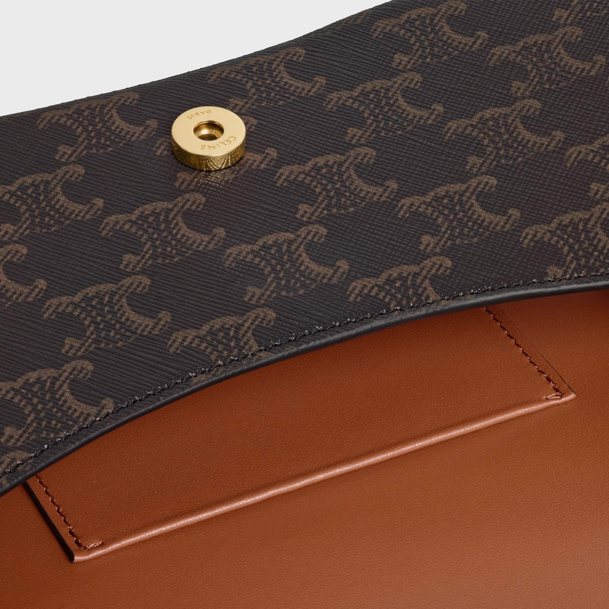 Túi đeo chéo Celine Teen Lola In Triomphe Canvas and Calfskin Tan 4
