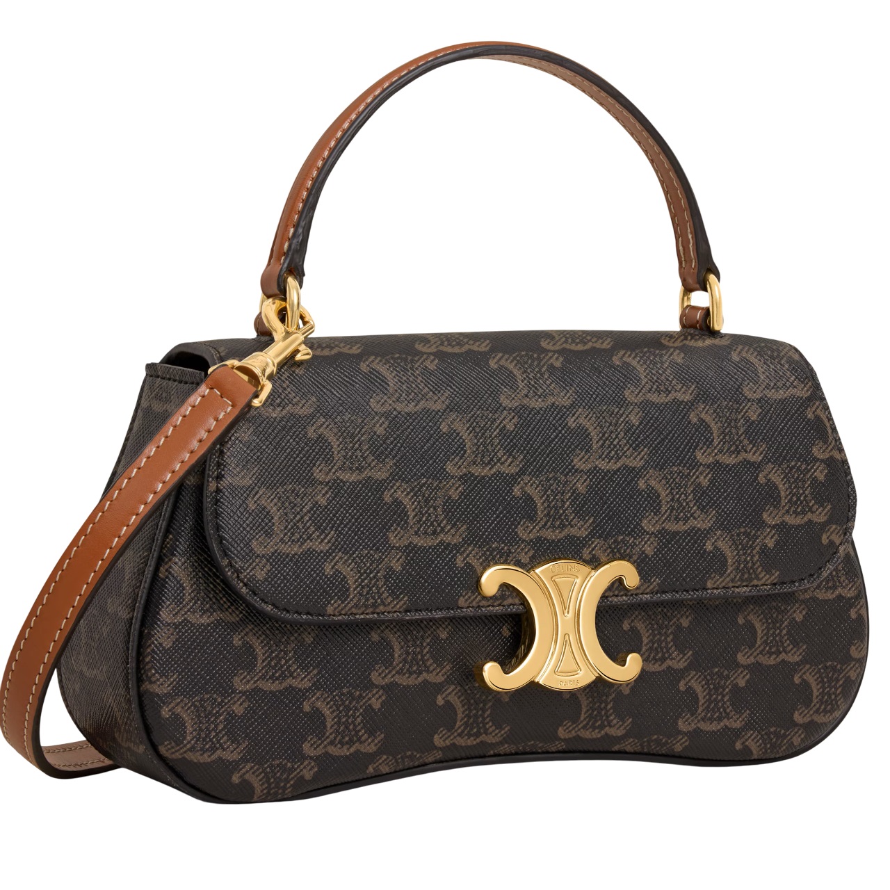 Túi đeo chéo Celine Teen Lola In Triomphe Canvas and Calfskin Tan 5