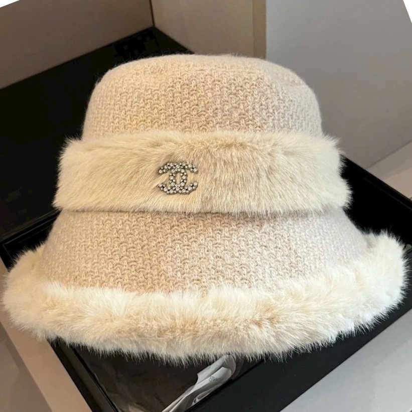 Mũ bucket len phối lông mềm Chanel 2