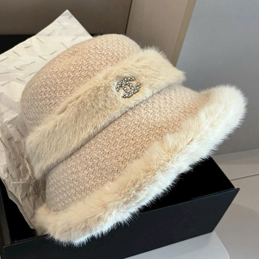 Mũ bucket len phối lông mềm Chanel 4