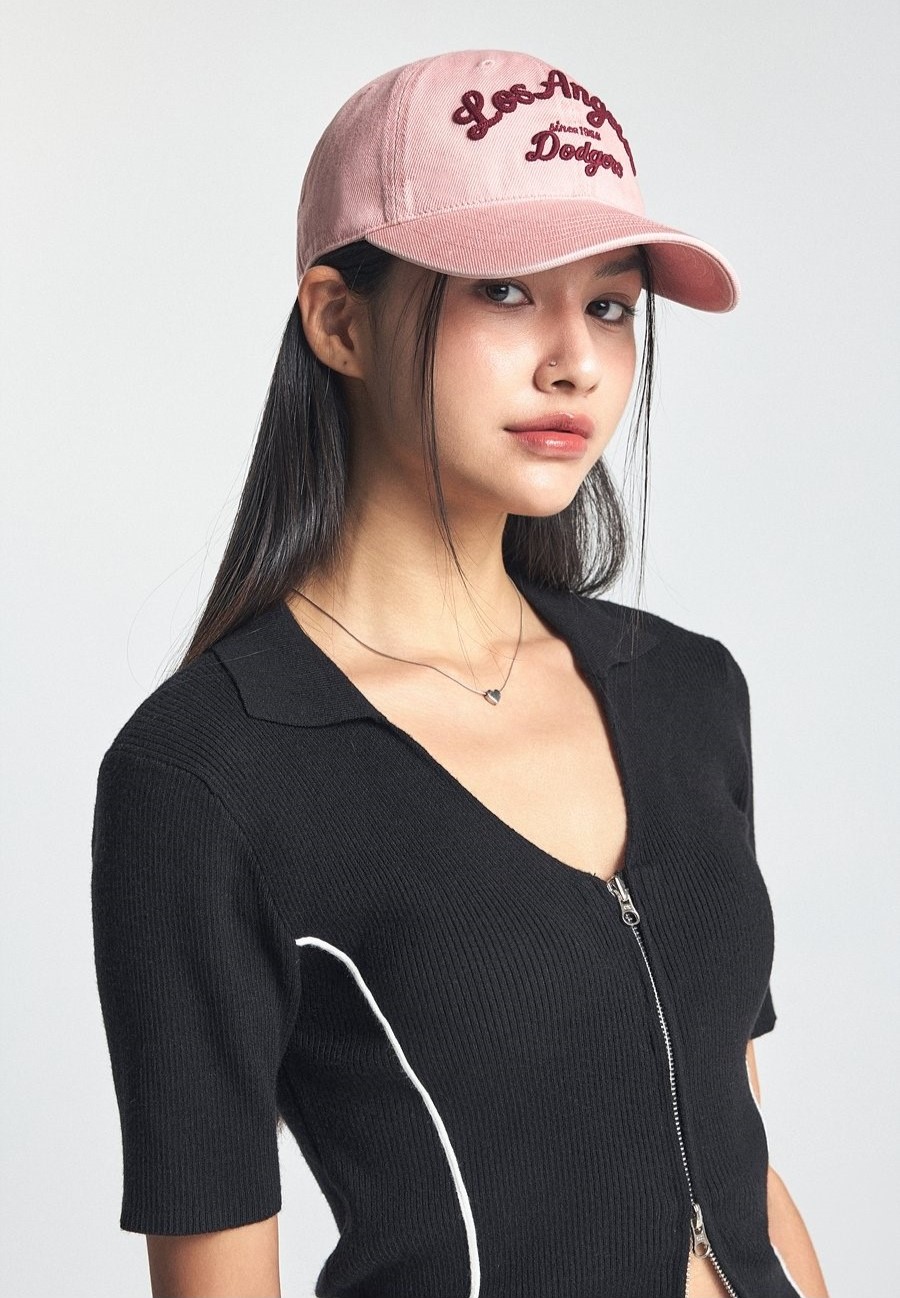 Mũ MLB Denim Varsity Cursive Los Angeles Dodgers Pink Ball Cap 3ACPDS14N-07PKM 14
