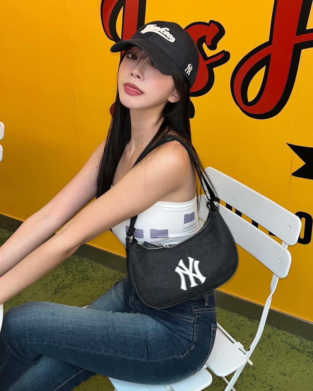 Nón kết MLB Denim Adjustable Soft Top Baseball Cap New York Yankees 3ACPQM04N-50NYD 10