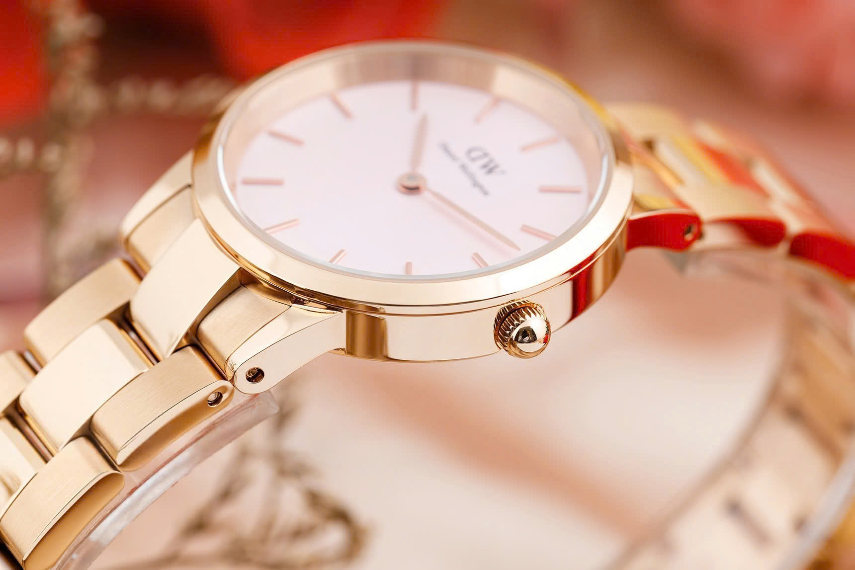 Đồng hồ đeo tay nữ Daniel Wellington Iconic Link Melrose Light Pink Dial Watch DW00100369 13