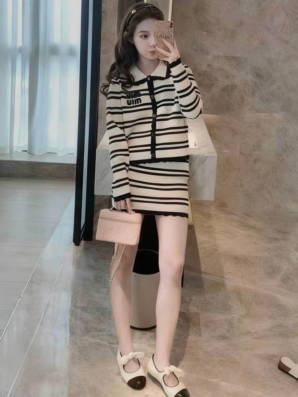 Combo áo tay dài váy ngắn Miu Miu 6