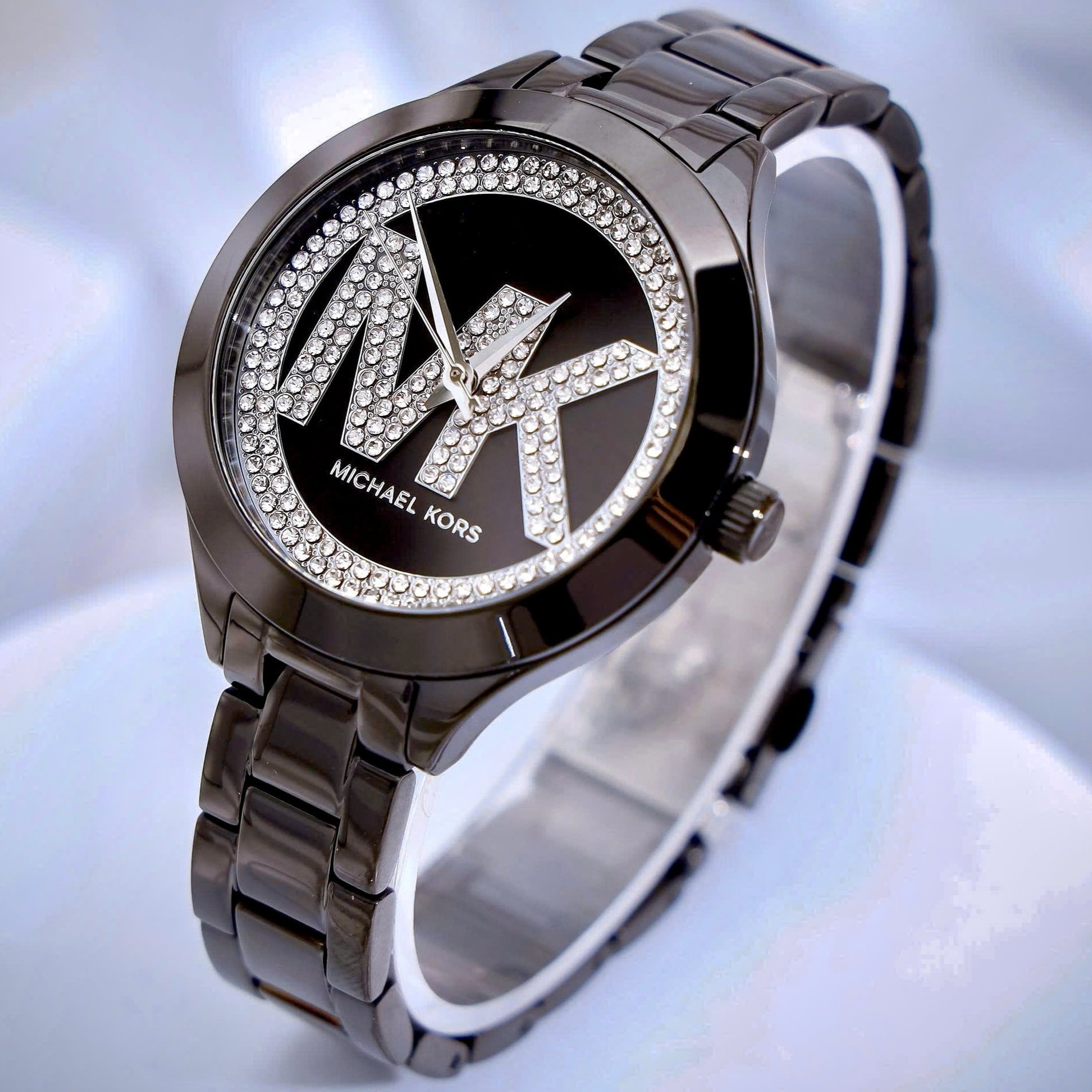 Đồng hồ đeo tay nữ Michael Kors Aspyn Watch In Black With Pavé and Logo MKO1109 1