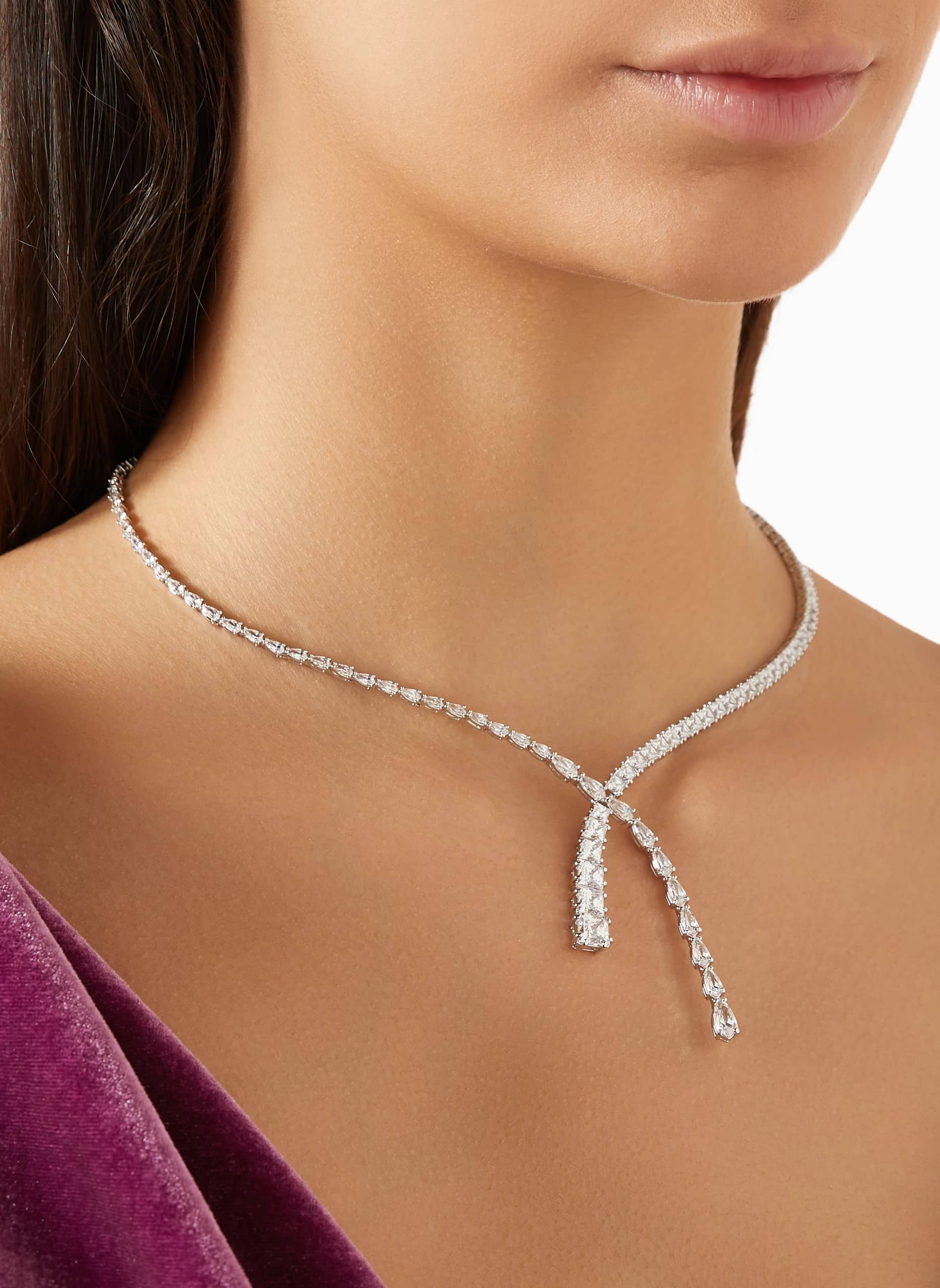 Dây chuyền Swarovski Mixed Cuts Matrix Y Necklace in Rhodium-plated Metal 5692533 2
