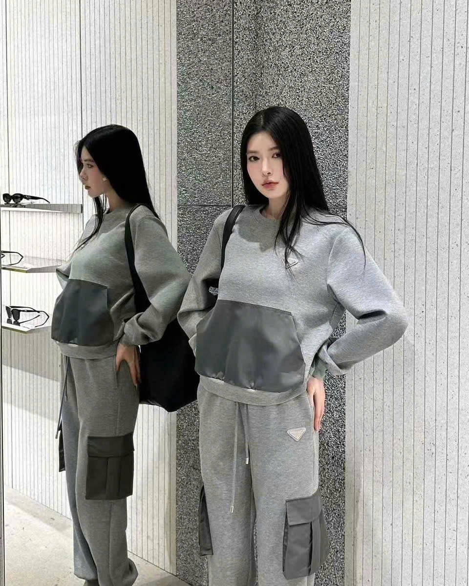 Combo bộ xám đen nỉ Prada 1