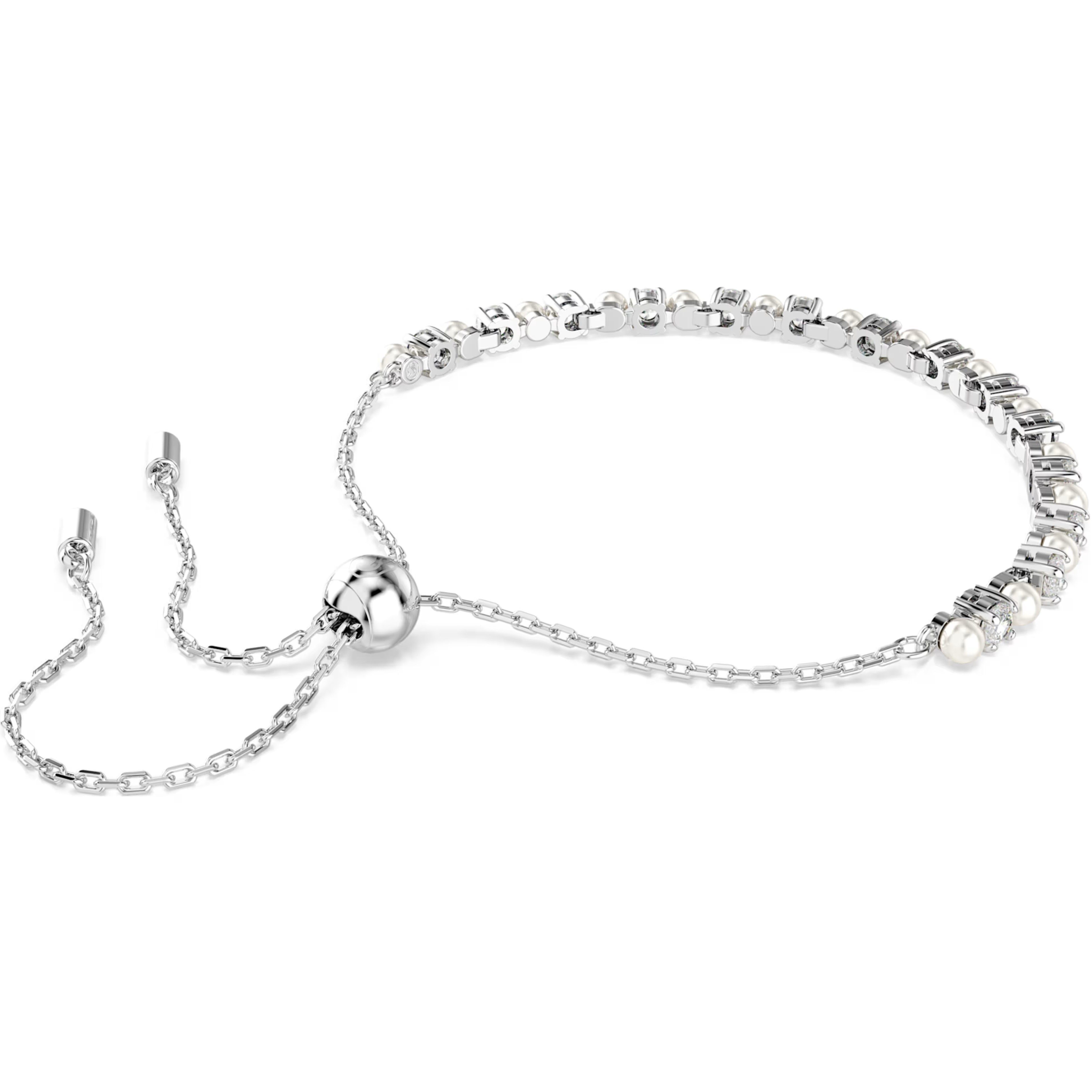 Vòng tay nữ thời trang Swarovski Matrix Bracelet Crystal Pearl Round Cut White Rhodium Plated 5689633 1
