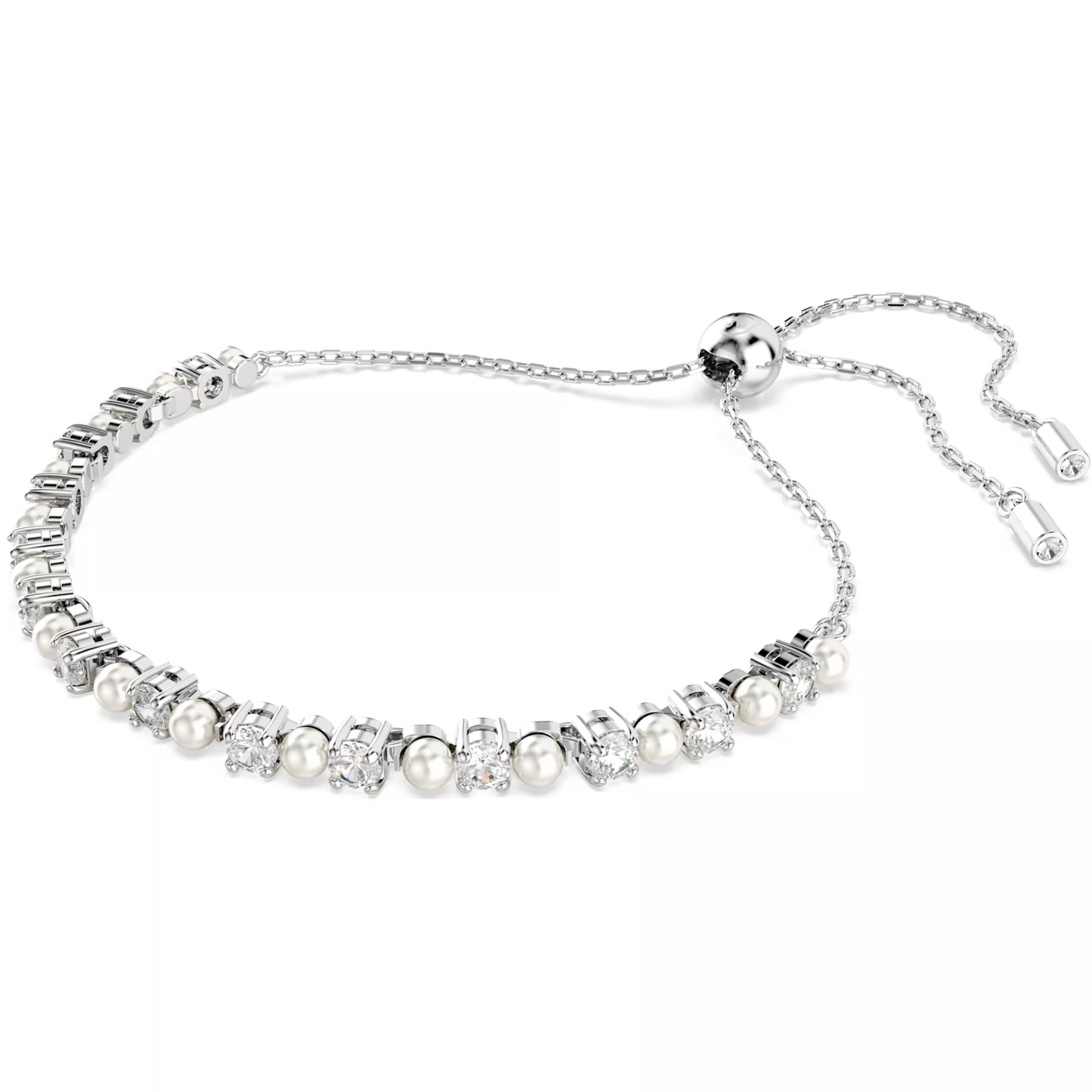 Vòng tay nữ thời trang Swarovski Matrix Bracelet Crystal Pearl Round Cut White Rhodium Plated 5689633 2
