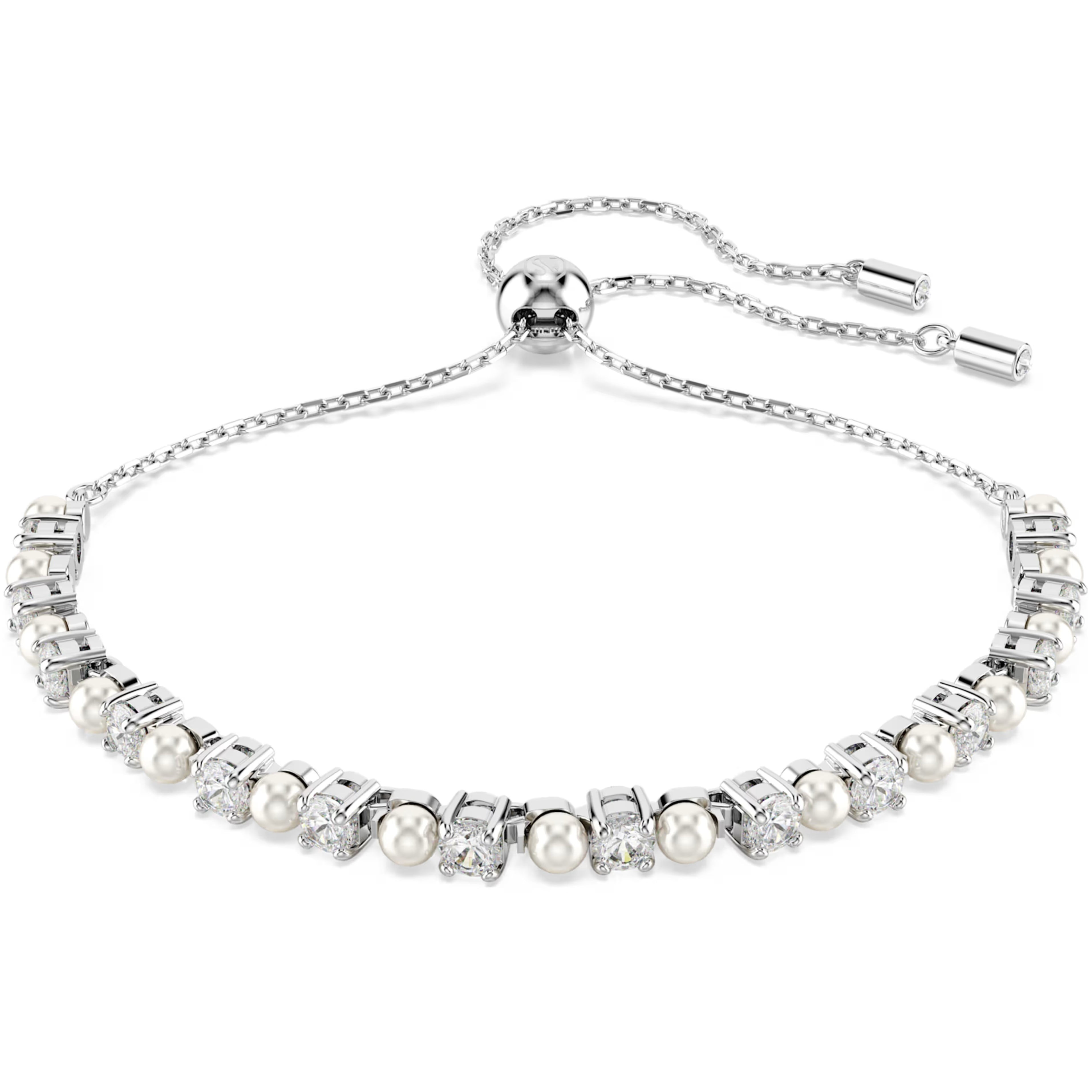 Vòng tay nữ thời trang Swarovski Matrix Bracelet Crystal Pearl Round Cut White Rhodium Plated 5689633 4