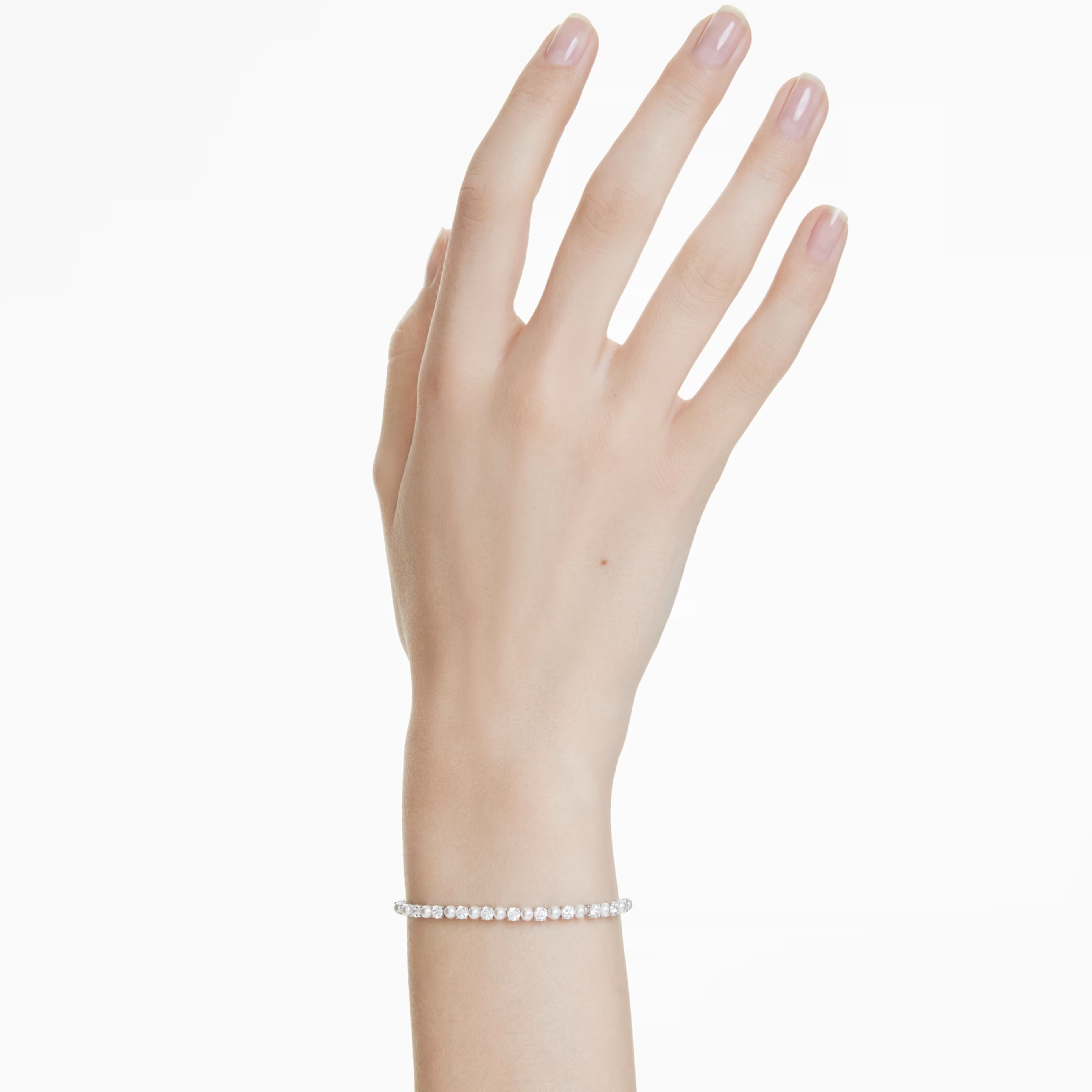 Vòng tay nữ thời trang Swarovski Matrix Bracelet Crystal Pearl Round Cut White Rhodium Plated 5689633 5