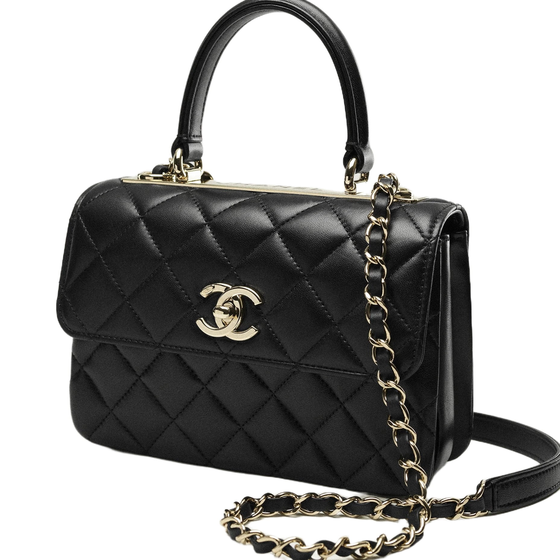 Túi xách đen Chanel Mini Flap Bag With Top Handle Lambskin Black 3