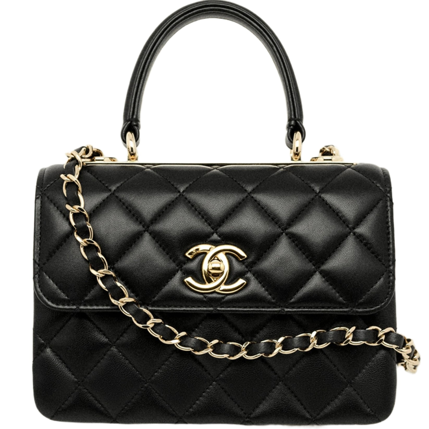 Túi xách đen Chanel Mini Flap Bag With Top Handle Lambskin Black 5