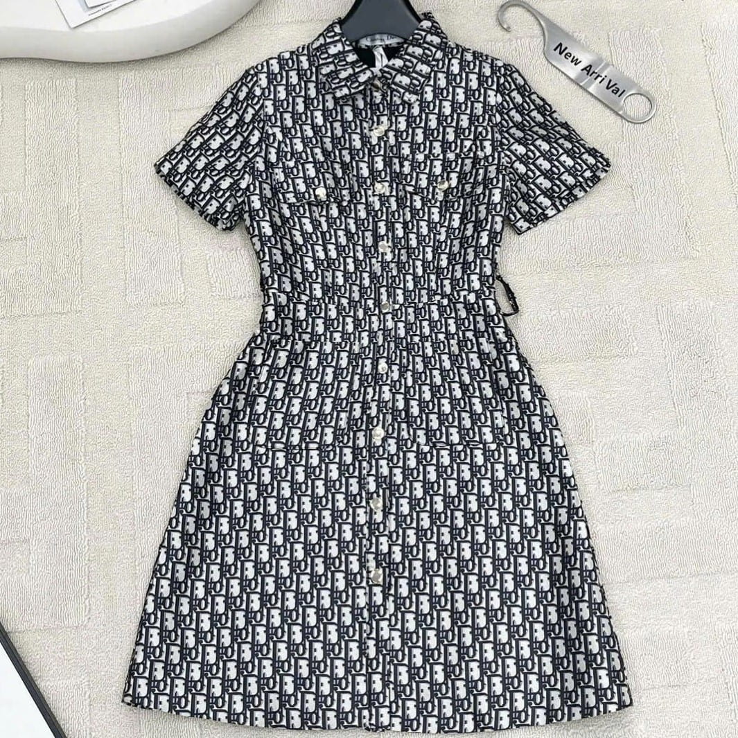 Áo đầm nữ Dior kèm dây nịt cùng màu 8