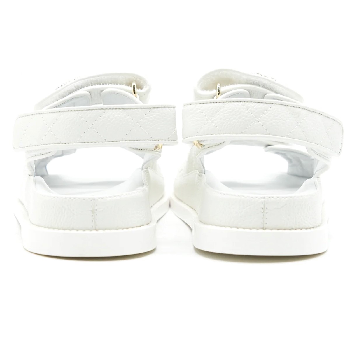GIÀY SANDAL CHANEL WHITE QUILTED LAMBSKIN DAD SANDALS 5