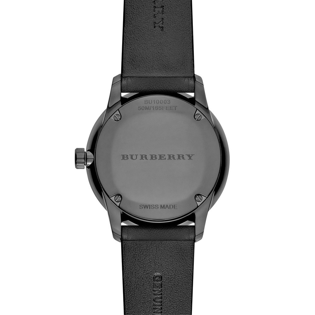 ĐỒNG HỒ DÂY DA ĐEN NAM BURBERRY THE CLASSIC ROUND SWISS MADE LEATHER STRAP BLACK DIAL 40MM WATCH BU10003 10