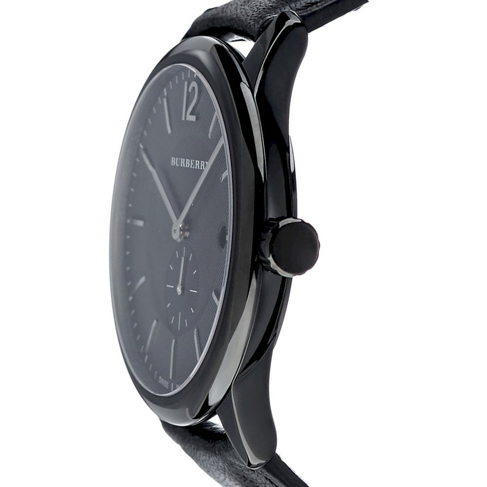 ĐỒNG HỒ DÂY DA ĐEN NAM BURBERRY THE CLASSIC ROUND SWISS MADE LEATHER STRAP BLACK DIAL 40MM WATCH BU10003 5