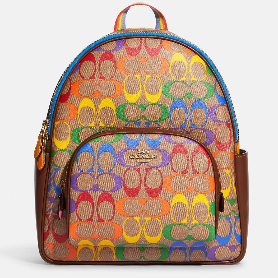 BALO NỮ CẦU VỒNG COACH COURT BACKPACK IN RAINBOW SIGNATURE CANVAS CA140 2