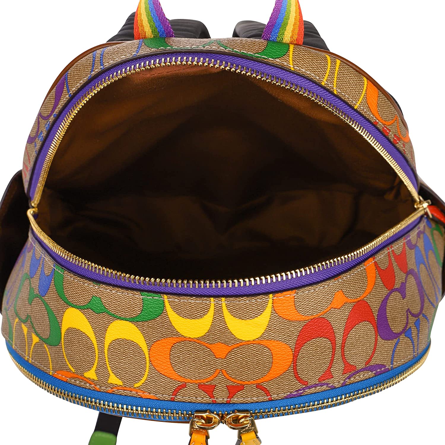 BALO NỮ CẦU VỒNG COACH COURT BACKPACK IN RAINBOW SIGNATURE CANVAS CA140 4