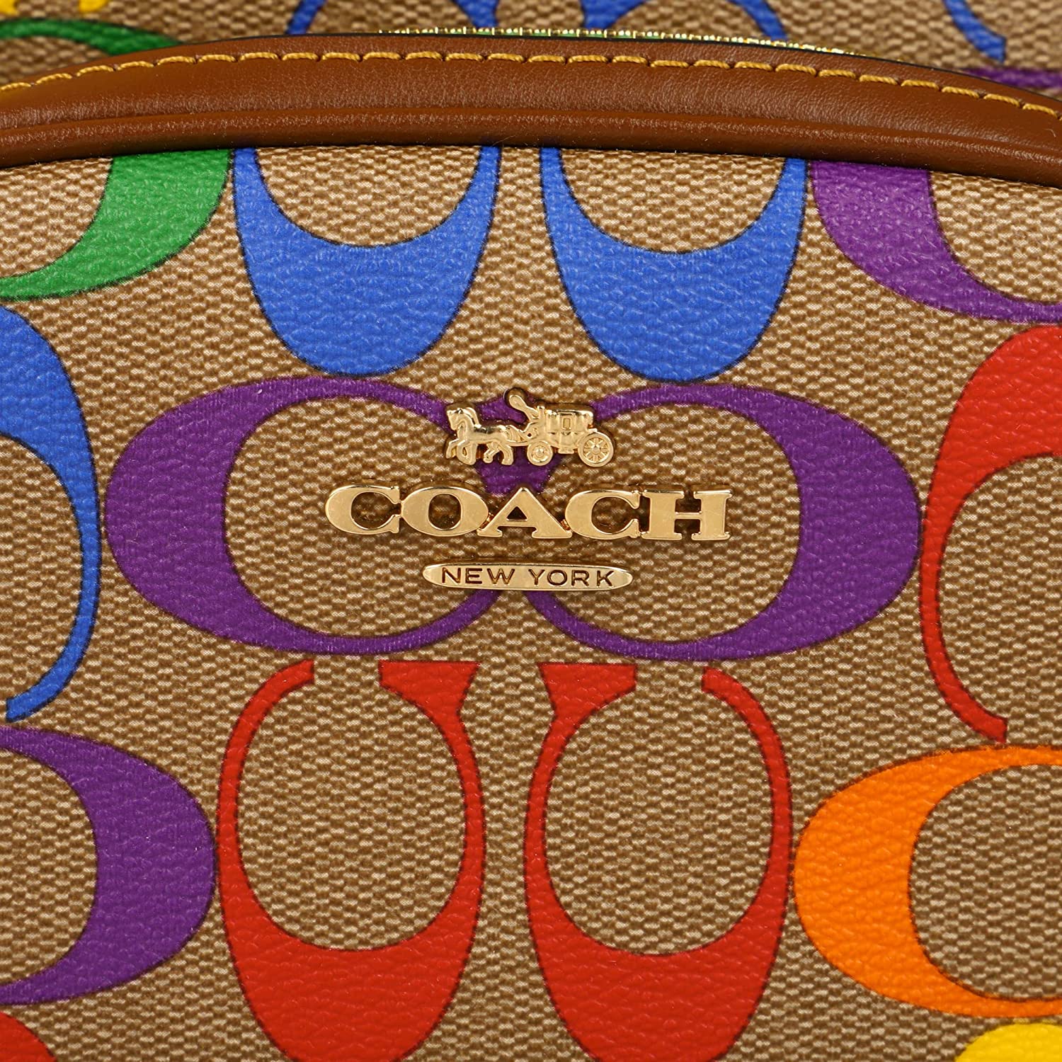 BALO NỮ CẦU VỒNG COACH COURT BACKPACK IN RAINBOW SIGNATURE CANVAS CA140 5