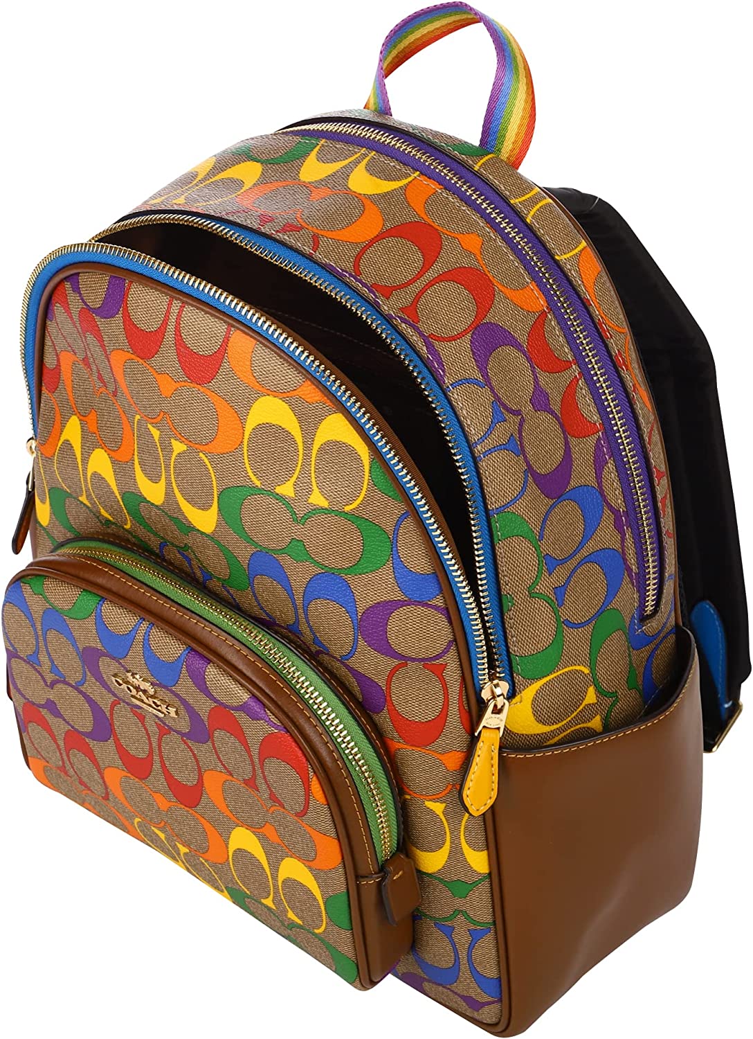 BALO NỮ CẦU VỒNG COACH COURT BACKPACK IN RAINBOW SIGNATURE CANVAS CA140 7