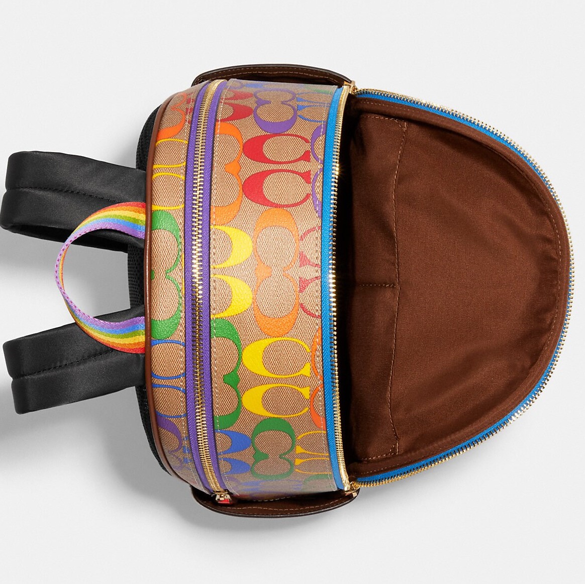 BALO NỮ CẦU VỒNG COACH COURT BACKPACK IN RAINBOW SIGNATURE CANVAS CA140 8