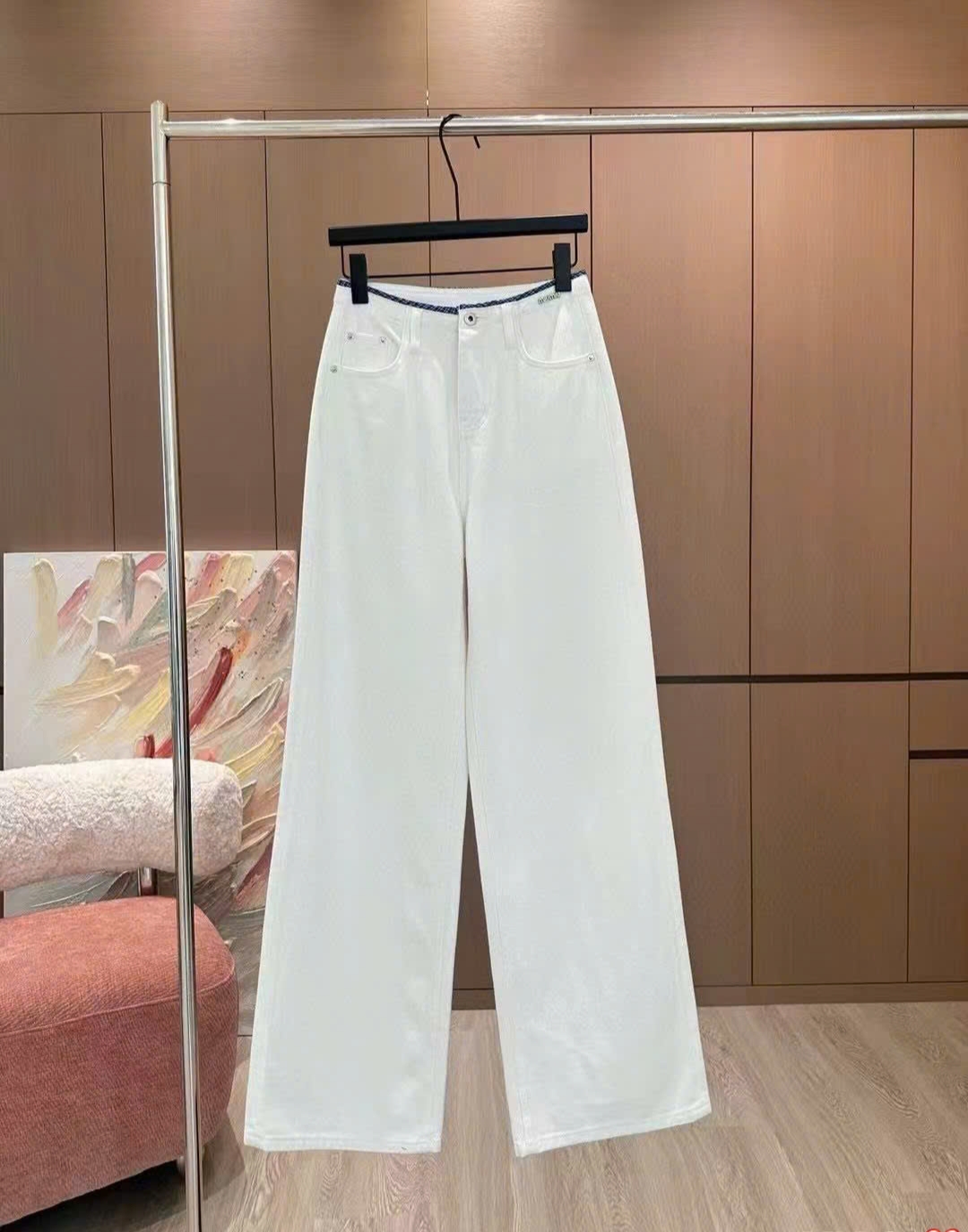 Quần nữ suông dài Miu Miu màu trắng 8