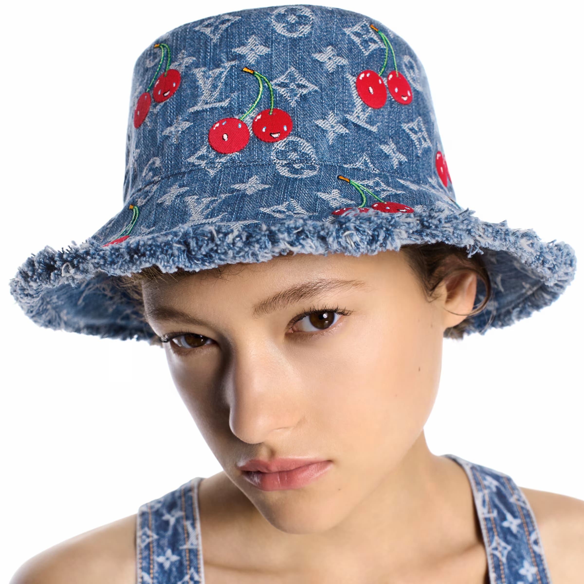 Mũ Louis Vuitton Cherry LV x TM Denim Cerise Bucket Hat 5
