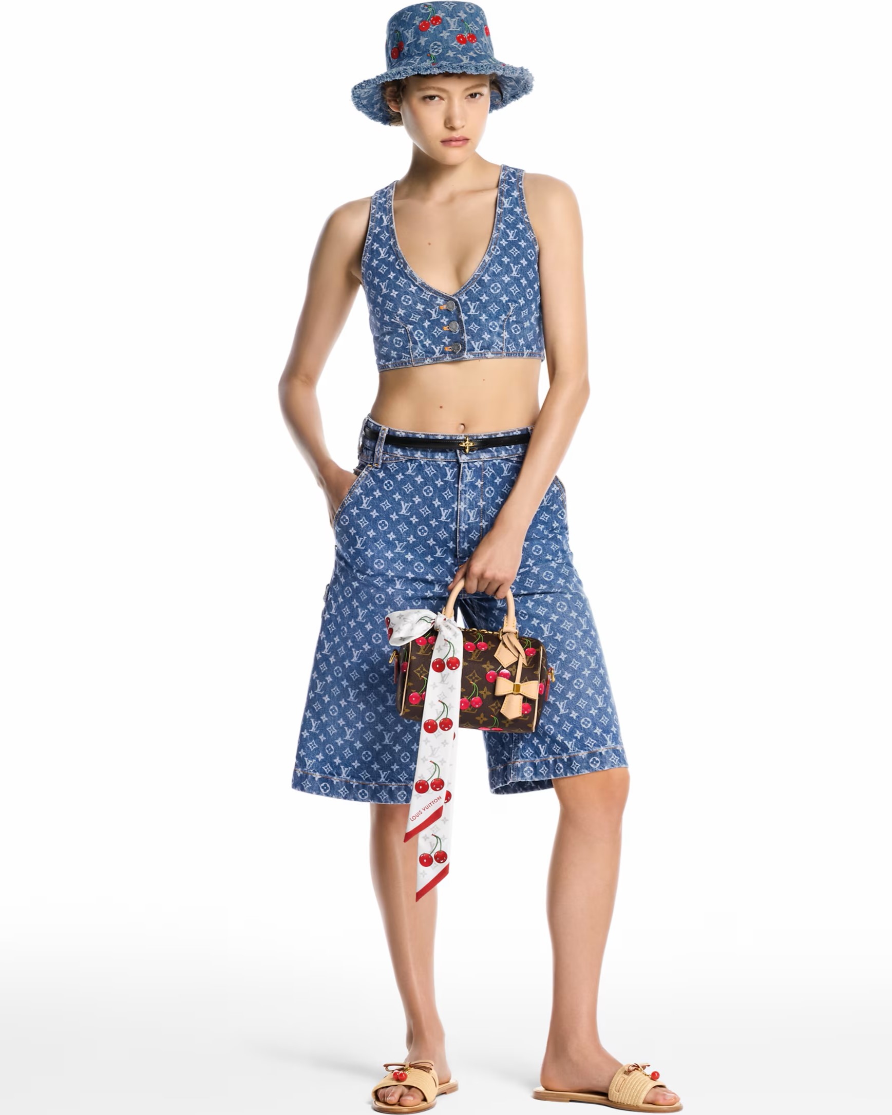 Mũ Louis Vuitton Cherry LV x TM Denim Cerise Bucket Hat 6