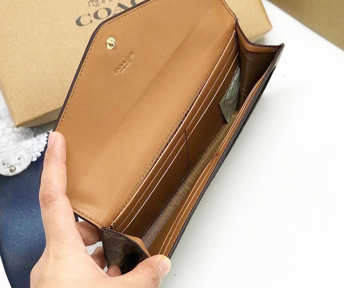 VÍ NỮ DÀI COACH CAO CẤP | COACH SOFT WALLET IN COLORBLOCK SIGNATURE CANVAS 2