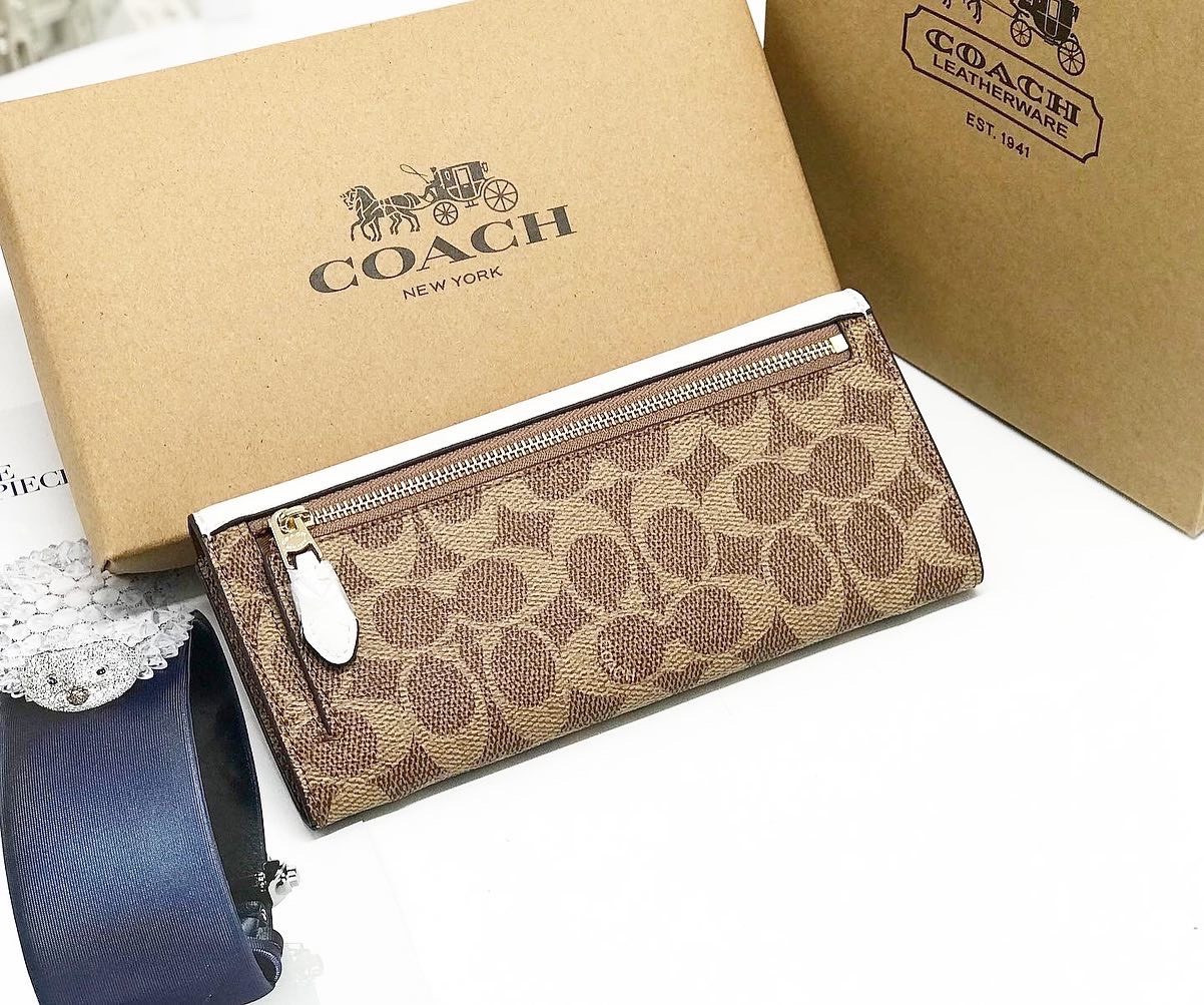 VÍ NỮ DÀI COACH CAO CẤP | COACH SOFT WALLET IN COLORBLOCK SIGNATURE CANVAS 4