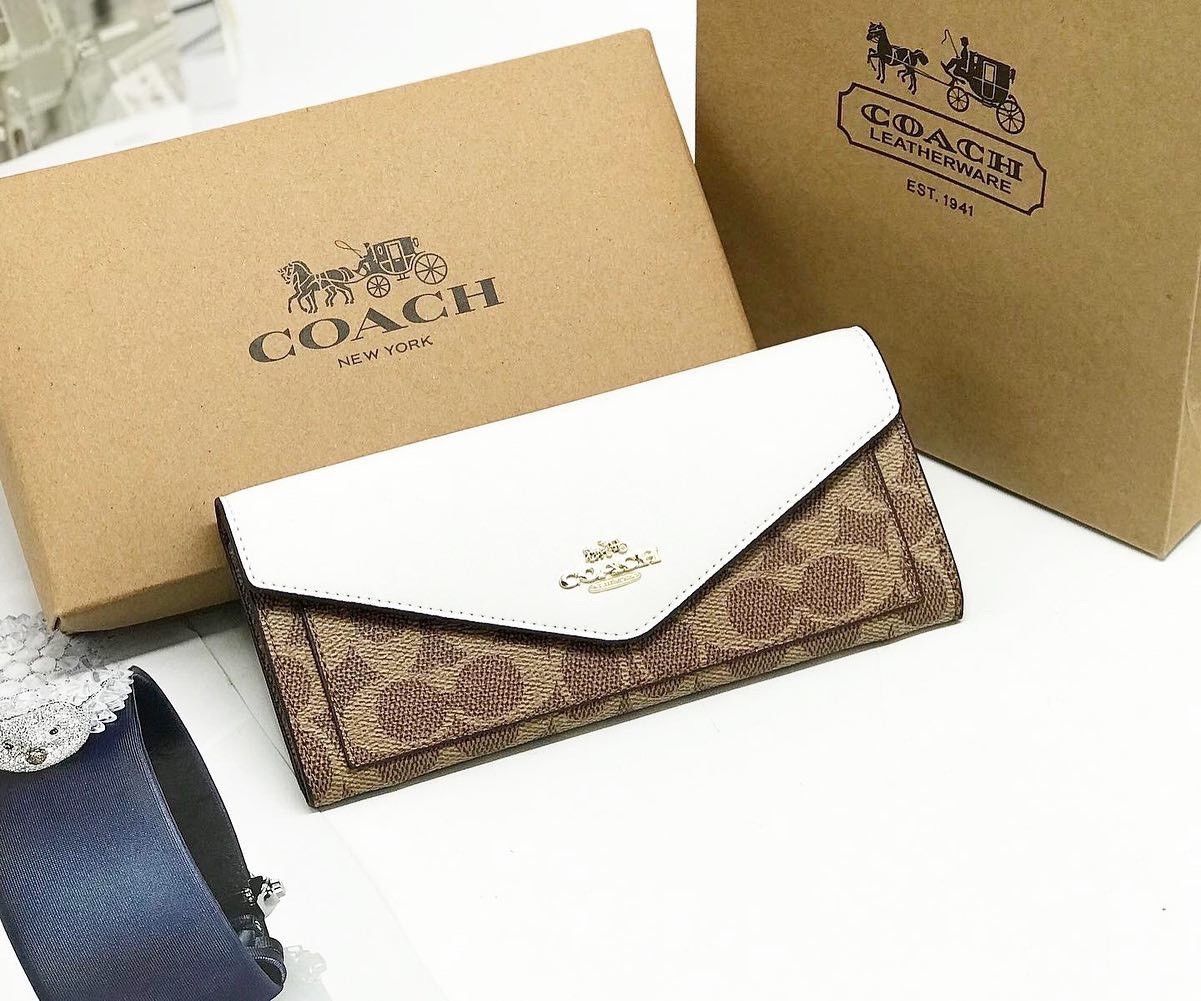 VÍ NỮ DÀI COACH CAO CẤP | COACH SOFT WALLET IN COLORBLOCK SIGNATURE CANVAS 5
