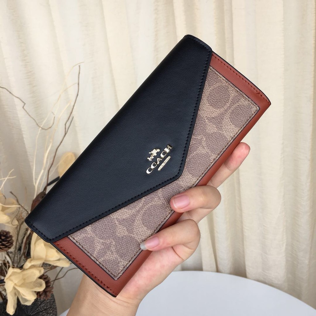  VÍ NỮ DÀI COACH CAO CẤP | COACH SOFT WALLET IN COLORBLOCK SIGNATURE CANVAS 7