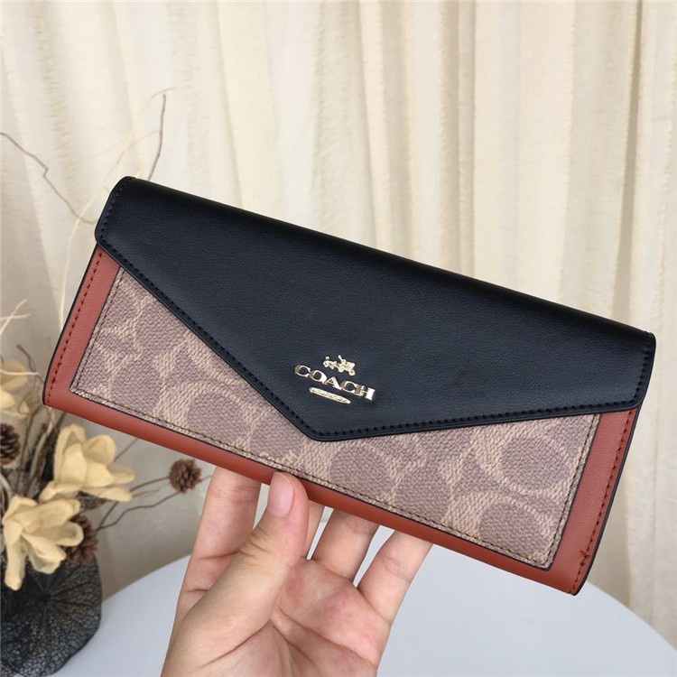 VÍ NỮ DÀI COACH CAO CẤP | COACH SOFT WALLET IN COLORBLOCK SIGNATURE CANVAS 12