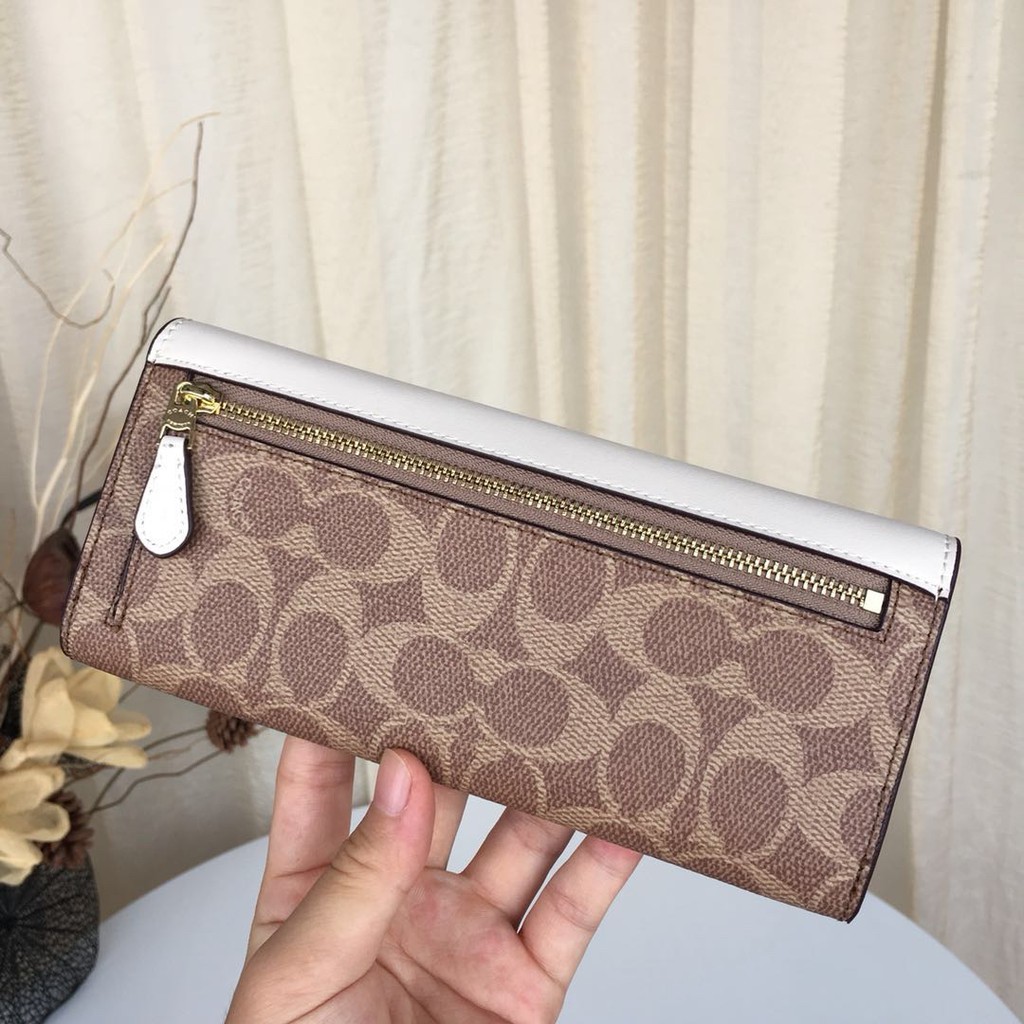 VÍ NỮ DÀI COACH CAO CẤP | COACH SOFT WALLET IN COLORBLOCK SIGNATURE CANVAS 16
