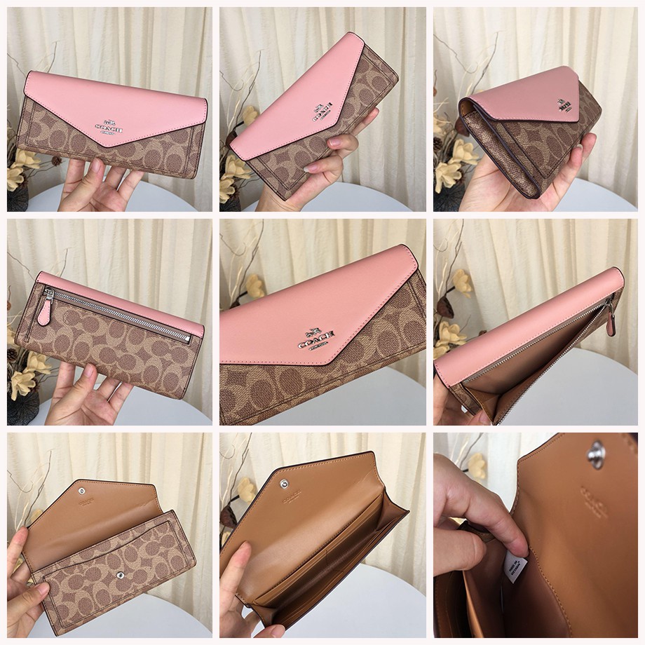 VÍ NỮ DÀI COACH CAO CẤP | COACH SOFT WALLET IN COLORBLOCK SIGNATURE CANVAS 18
