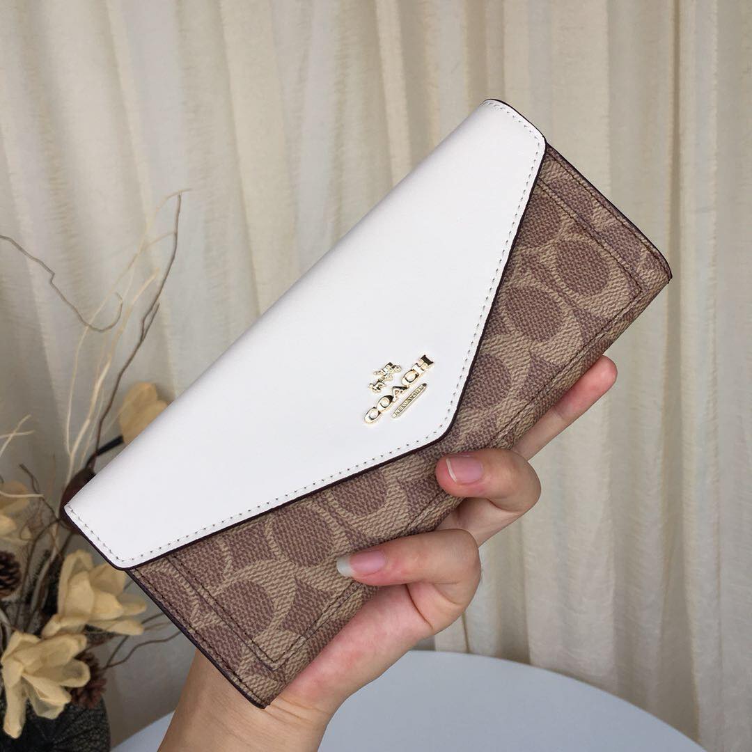 VÍ NỮ DÀI COACH CAO CẤP | COACH SOFT WALLET IN COLORBLOCK SIGNATURE CANVAS 19