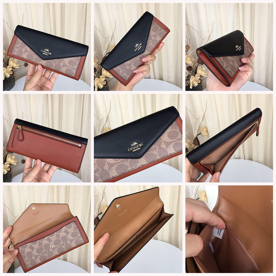 VÍ NỮ DÀI COACH CAO CẤP | COACH SOFT WALLET IN COLORBLOCK SIGNATURE CANVAS 23