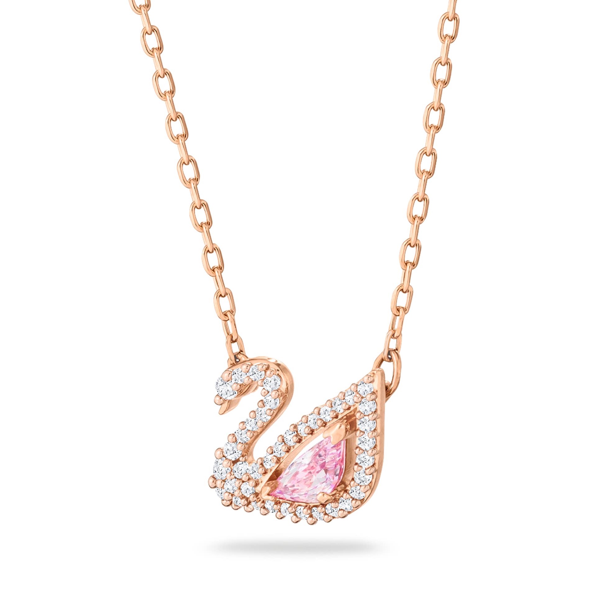 COMBO DÂY CHUYỀN VÒNG ĐEO TAY SWAROVSKI DAZZLING SWAN NECKLACE MULTI-COLORED ROSE-GOLD TONE PLATED 5469989 4