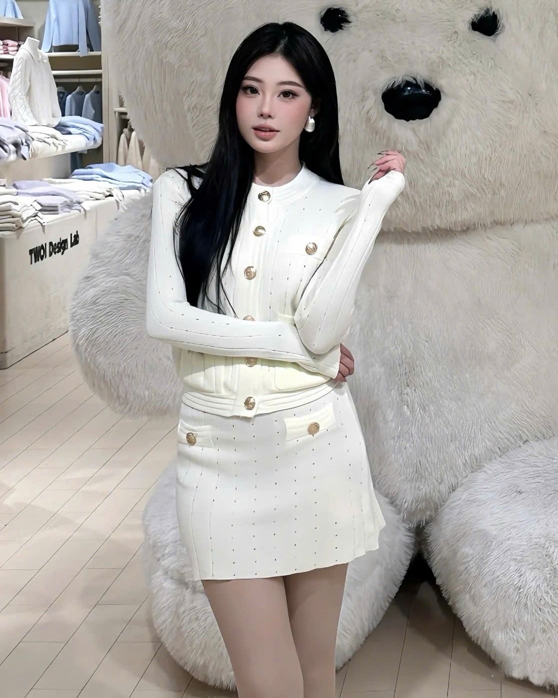 Combo áo tay dài váy ngắn Balmain 5