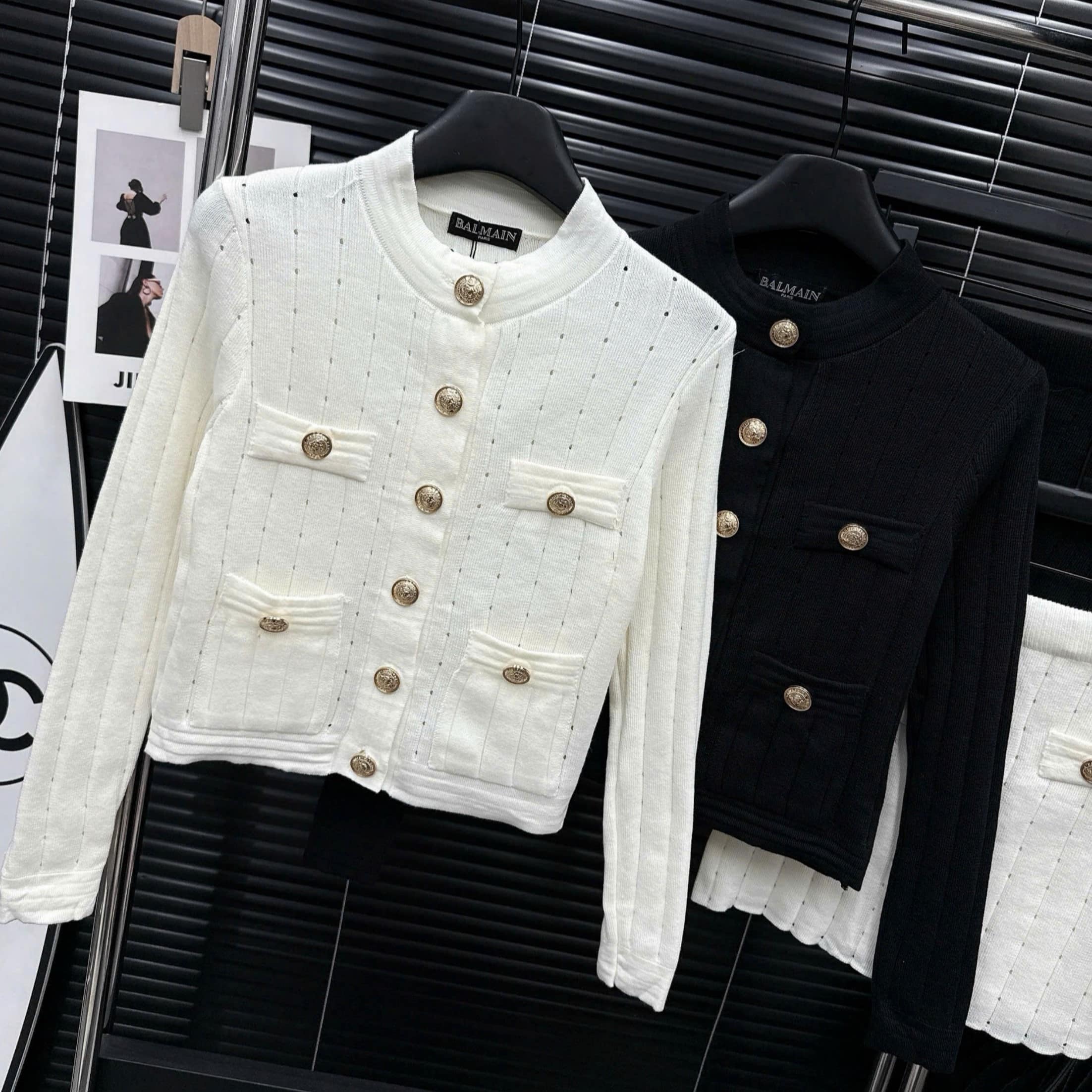 Combo áo tay dài váy ngắn Balmain 1