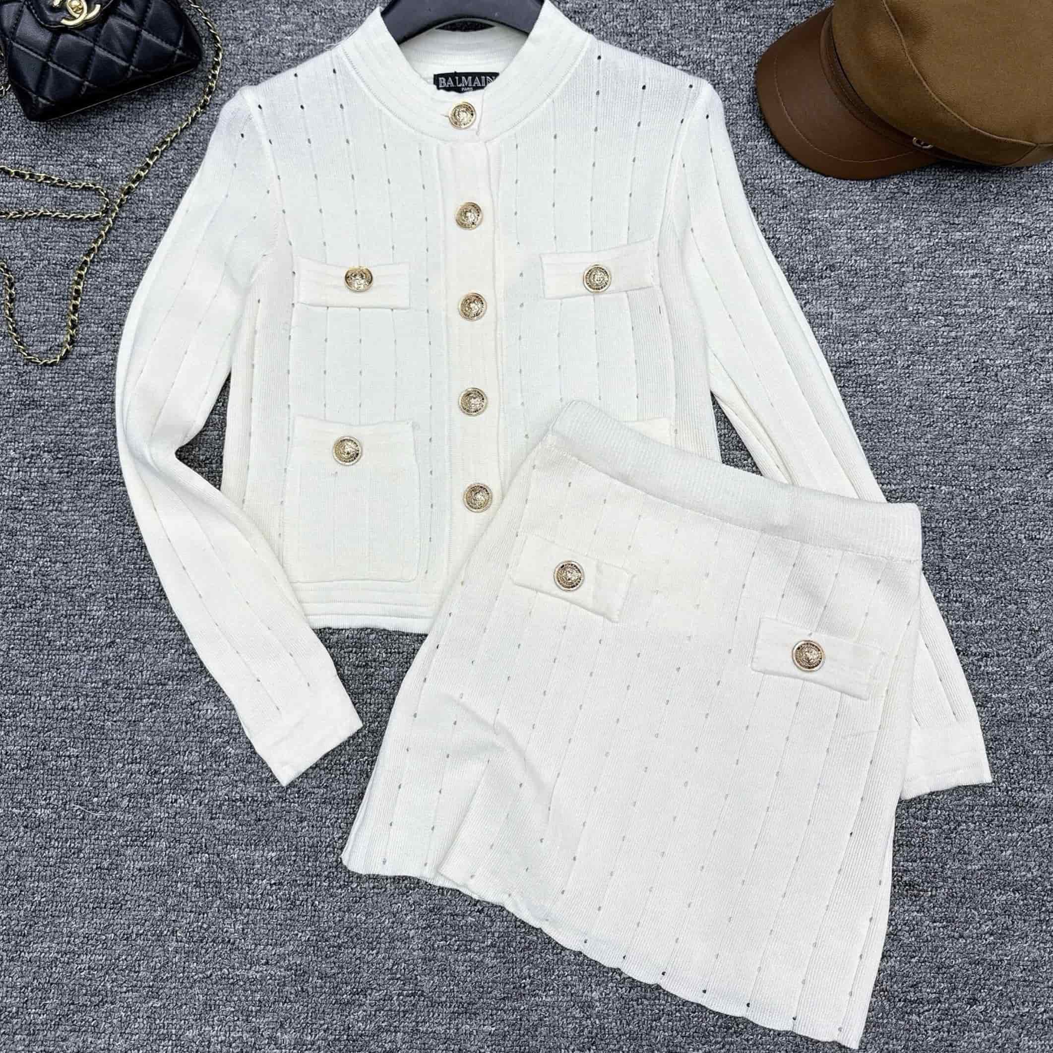 Combo áo tay dài váy ngắn Balmain 7