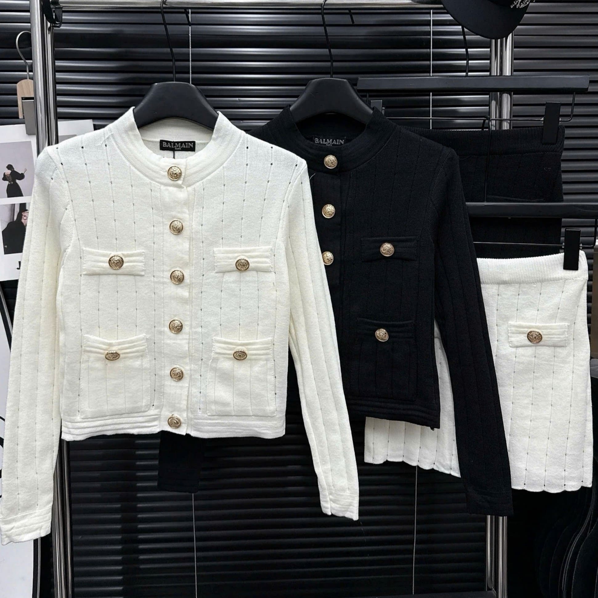 Combo áo tay dài váy ngắn Balmain 8